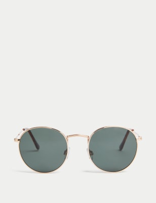 M&S Women's Metal Round Sunglasses - Gold Mix, Gold Mix