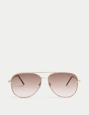 M&S Womens Oval Aviator Sunglasses - Brown Mix, Brown Mix