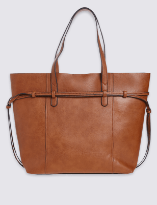 Faux Leather Tie Side Shopper Bag