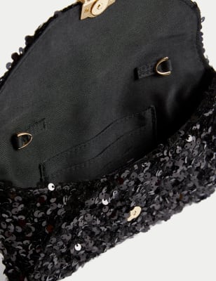 Sequin Chain Clutch Strap Bag