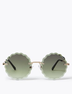 Montuurloze, ronde zonnebril met schulpmotief