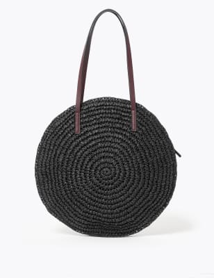  Sac fourre-tout en paille - Noir