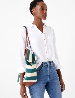 Gestreepte draagtas van canvas