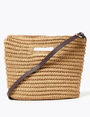 Crossbody-handtas van stro