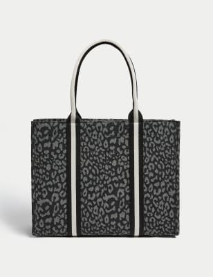 

Womens M&S Collection Gemusterte Canvas-Tragetasche - Weiss Melange, Weiss Melange