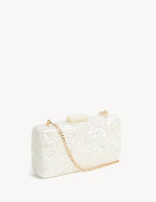

M&S Collection Bolso clutch con tira de cadenaWomens - Mezcla De Tonos Crema, Mezcla De Tonos Crema