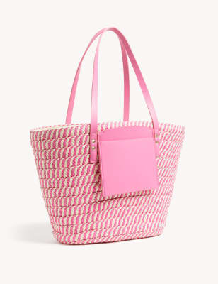 

M&S Collection Bolso tote de paja de rayasWomens - Mezcla De Tonos Rosas, Mezcla De Tonos Rosas