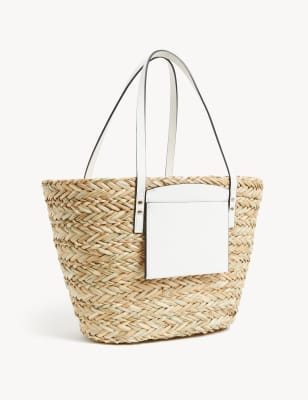 

Womens M&S Collection Straw Striped Tote Bag - White Mix, White Mix