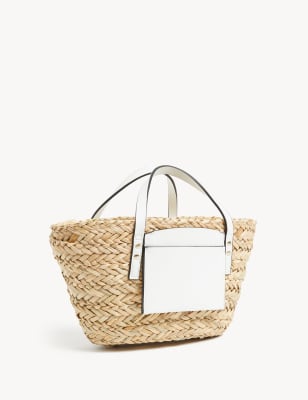 

M&S Collection Bolso tote de paja con cordón ajustableWomens - Mezcla De Tonos Blancos, Mezcla De Tonos Blancos