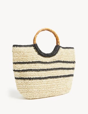 

M&S Collection Bolso tote de paja con asa de bambúWomens - Naturalidad, Naturalidad