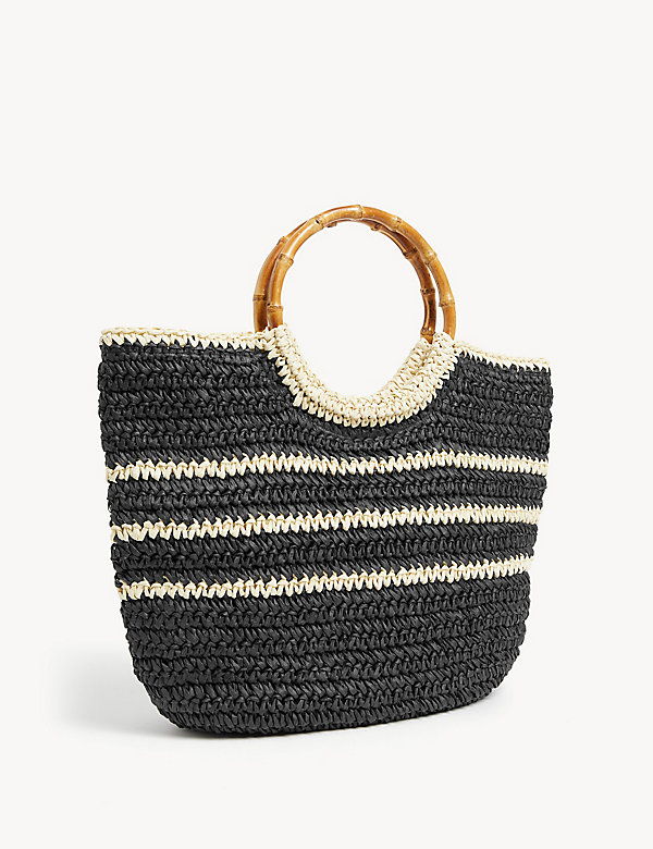 Straw Bamboo Handle Tote Bag - OM