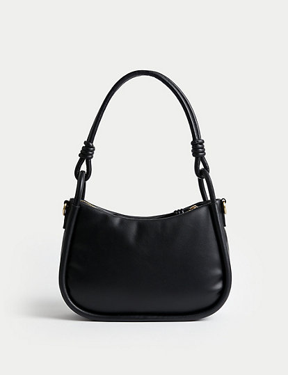 Faux Leather Top Handle Grab Bag