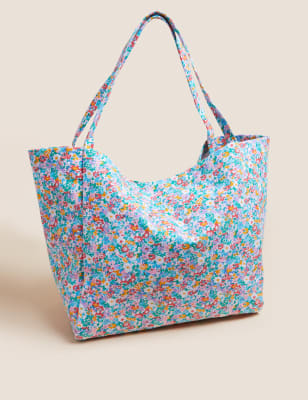 

Womens M&S Collection Pure Cotton Printed Tote Bag - Cream Mix, Cream Mix