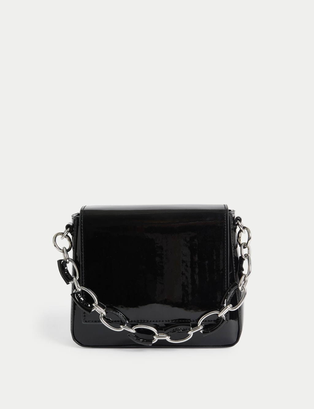 Patent Finish Chain Strap Cross Body Bag image 1