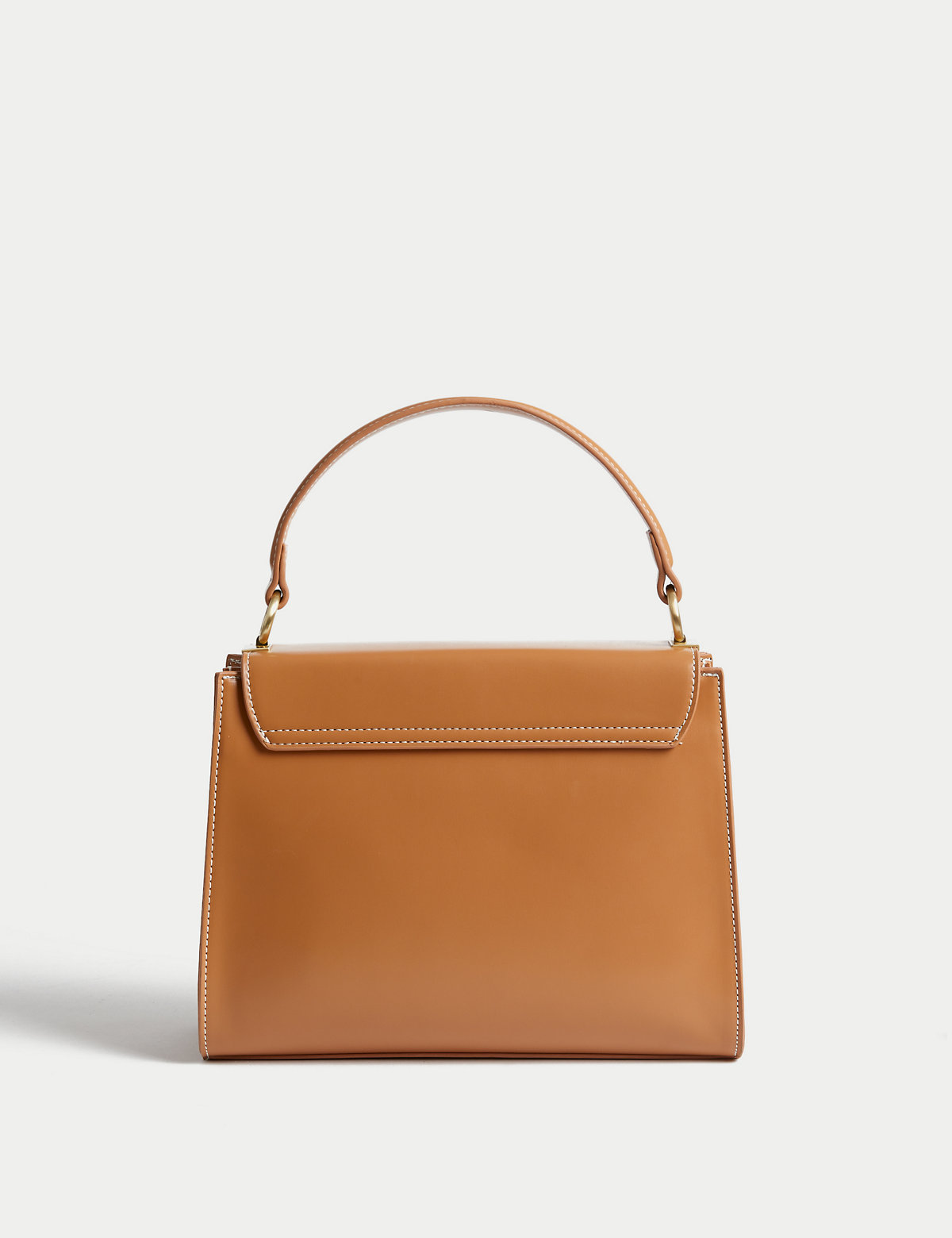 Faux Leather Top Handle Tote Bag