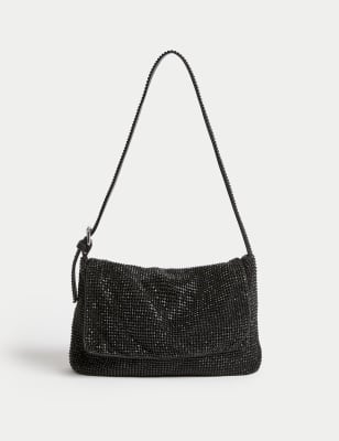 

Womens M&S Collection Sparkly Shoulder Bag - Black, Black