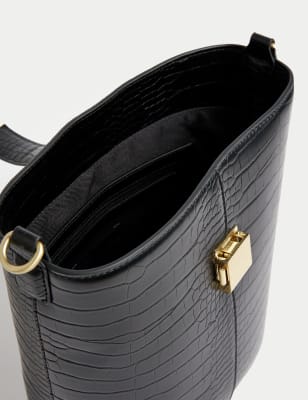 Faux leather shop bucket bag