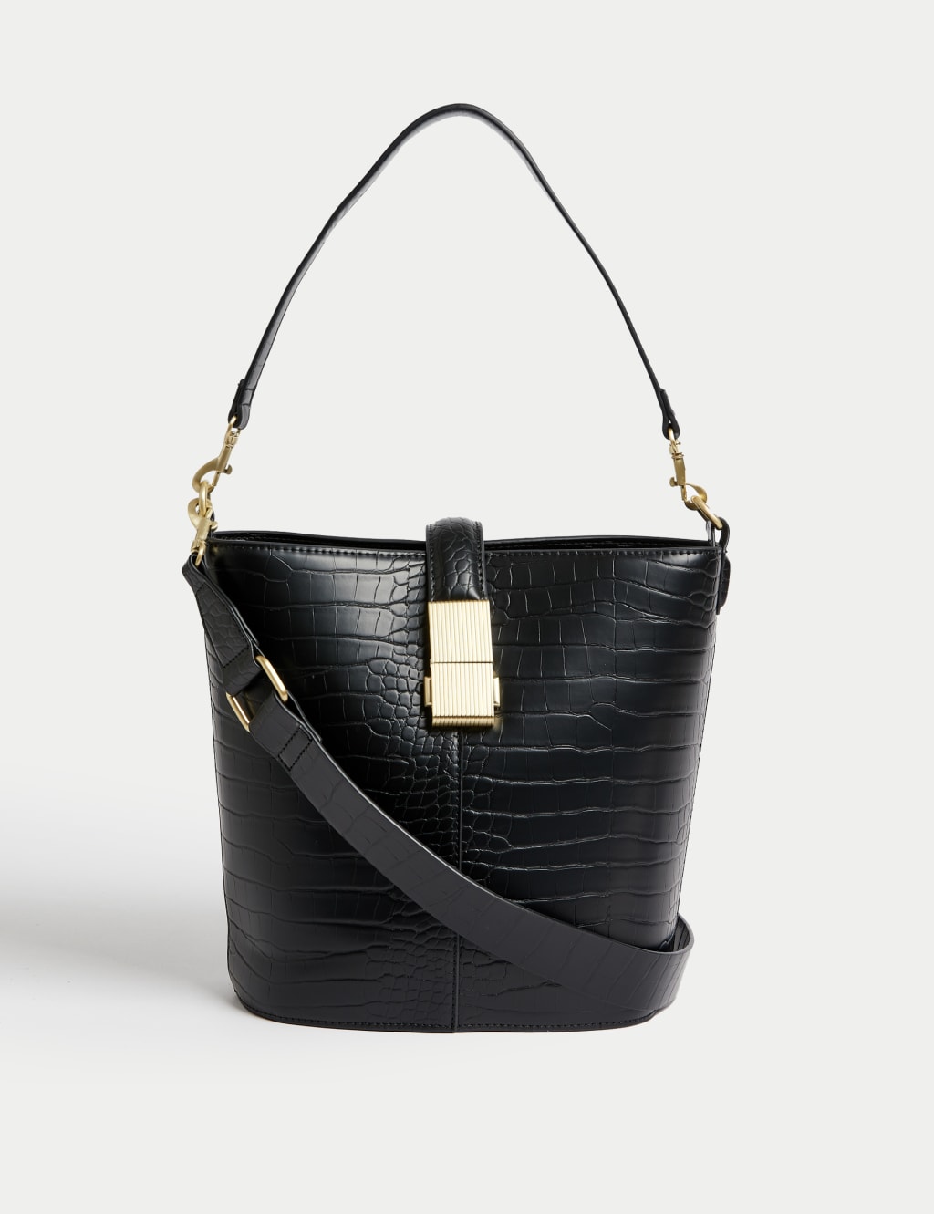 Faux Leather Croc Effect Bucket Bag image 1
