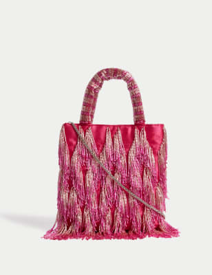 

Womens M&S Collection Beaded Grab Bag - Pink Mix, Pink Mix