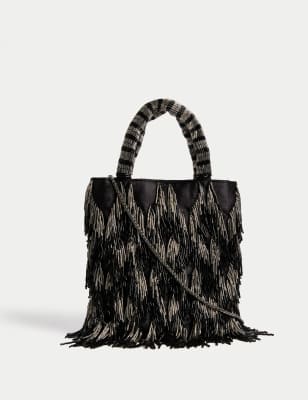 

Womens M&S Collection Beaded Grab Bag - Black Mix, Black Mix