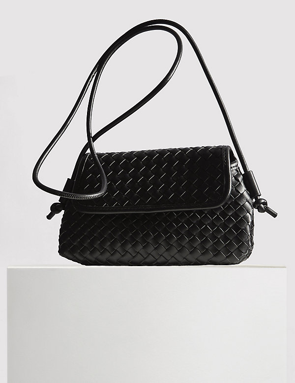 Faux Leather Woven Cross Body Bag - SG