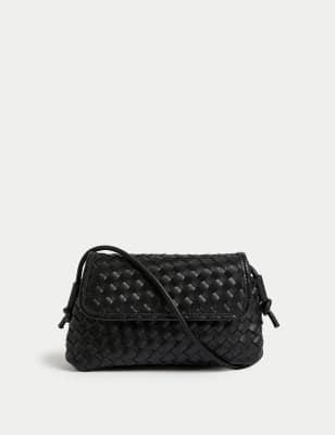 Faux Leather Woven Cross Body Bag