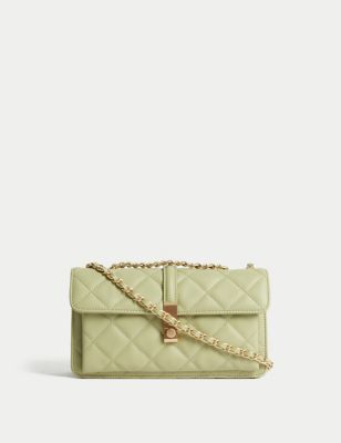

Womens M&S Collection Quilted Chain Strap Cross Body Shoulder Bag - Green, Green
