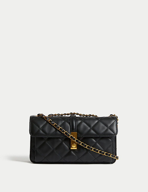 Quilted Chain Strap Cross Body Shoulder Bag - JE