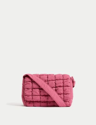 M&S Womens Quilted Cross Body Bag - Pink, Pink