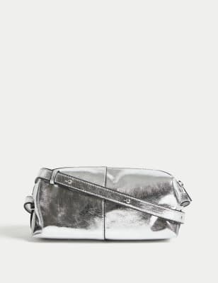 Faux Leather Metallic Cross Body Bag - NL