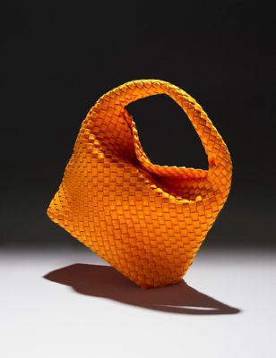 M&S Womens Woven Braided Grab Bag - Orange, Orange,Black