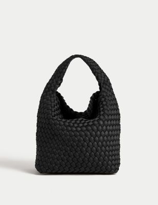 M&S Womens Woven Braided Grab Bag - Black, Black