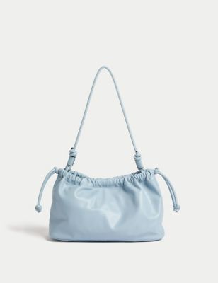 M&S Womens Ruched Shoulder Bag - Blue, Blue,Black