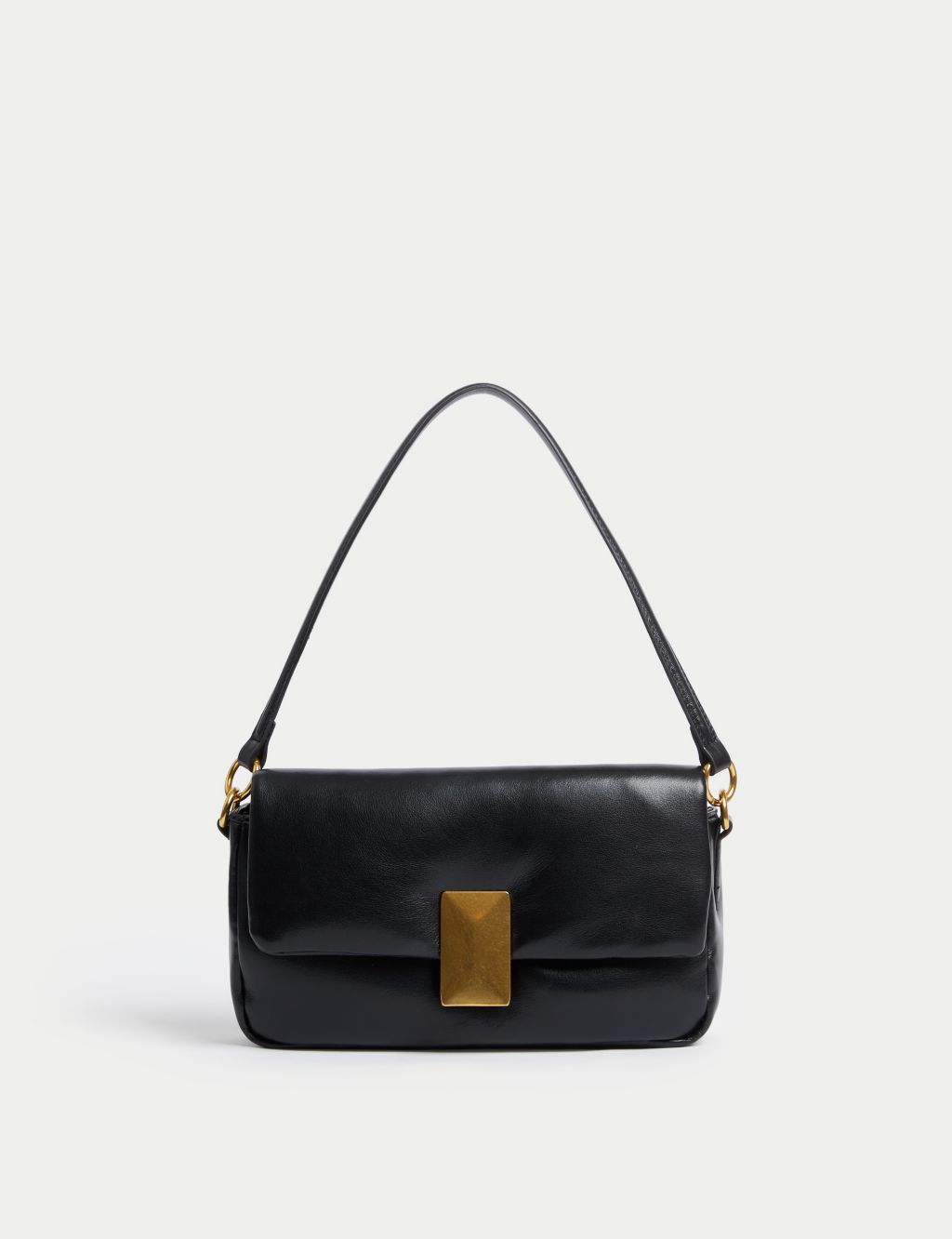 Faux Leather Puffy Baguette Bag