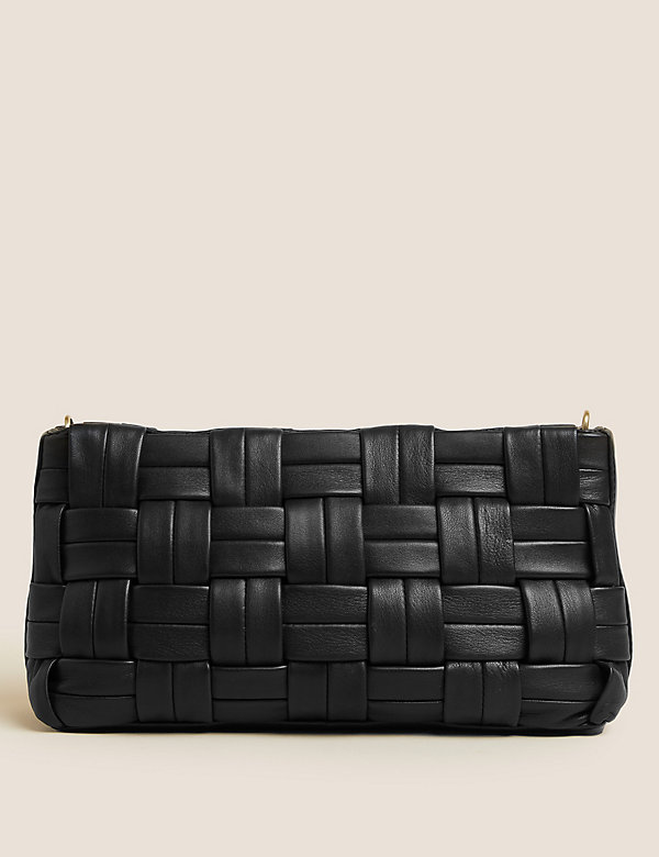 Leather Woven Chain Strap Clutch Bag - PA