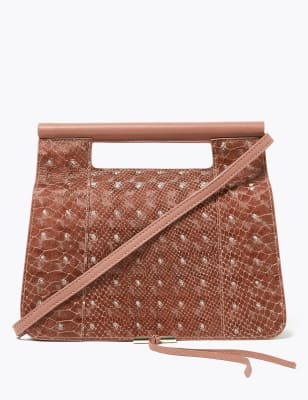 Leren crossbody-tas met slangeneffect
