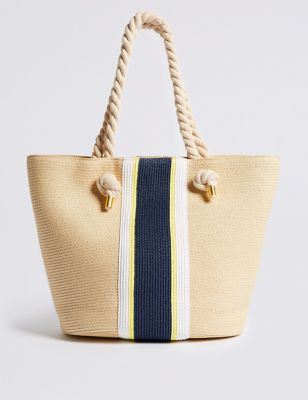 Striped Straw Shopper Bag | M&S Collection | M&S