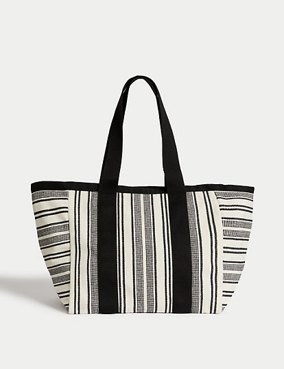 Canvas Striped Beach Bag