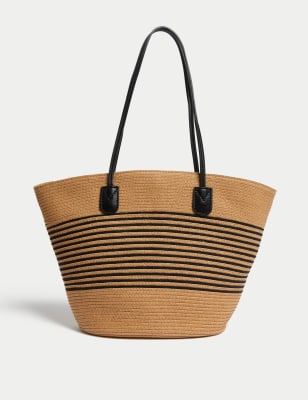 Straw Striped Tote Bag