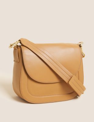 Womens M&S Collection The Leather Saddle Bag - Latte, Latte