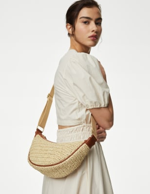 Straw Sling Cross Body Bag