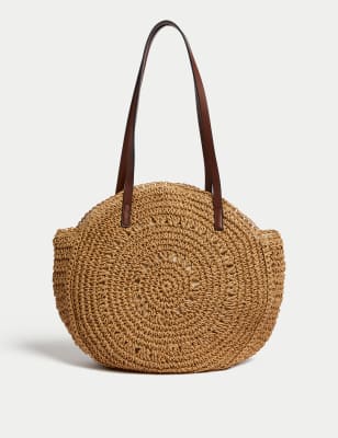 Round straw tote clearance bag