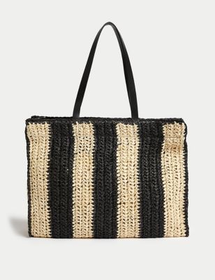 Straw Striped Tote Bag