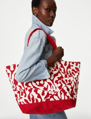 

Womens M&S Collection Canvas Printed Tote Bag - Red Mix, Red Mix