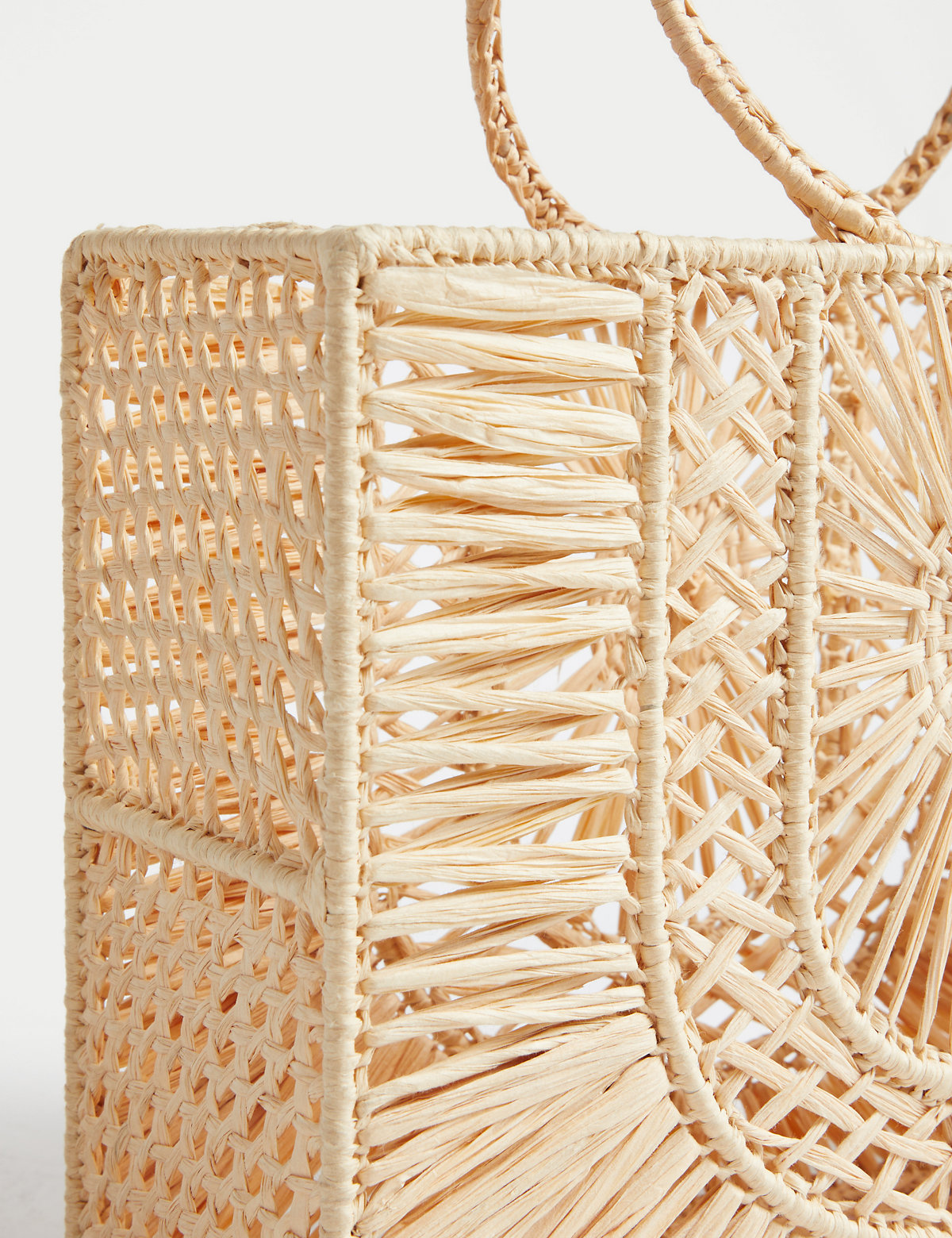 Straw Top Handle Structured Bag