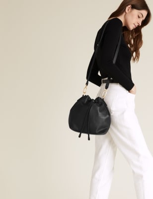 

Womens M&S Collection Duffle-Umhängetasche aus Leder - Black, Black