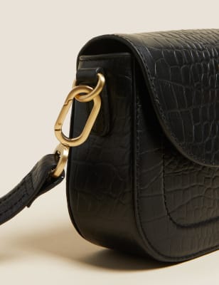 

Womens M&S Collection Mini-Satteltasche aus Leder zum Umhängen - Black, Black