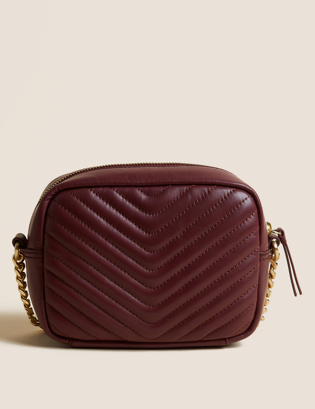Leather Quilted Camera Cross Body Bag