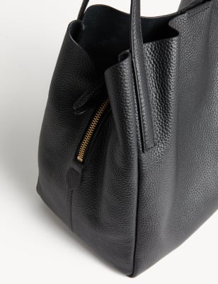 Plain leather 2024 tote bag