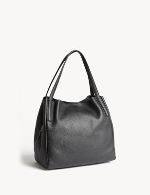 M&S Women's Leather Tote Bag - Black, Black,Taupe